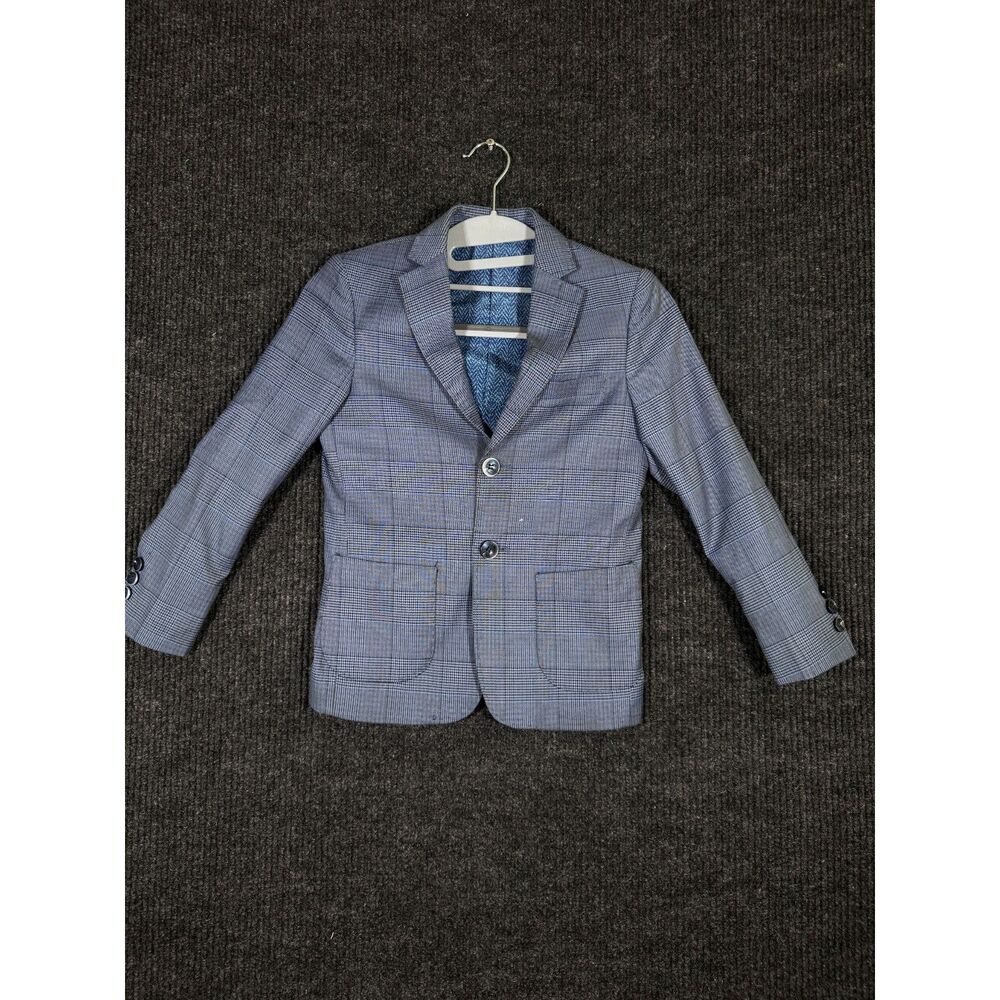 T.O. Collection Boys Plaid Blazer Blue Sz 7